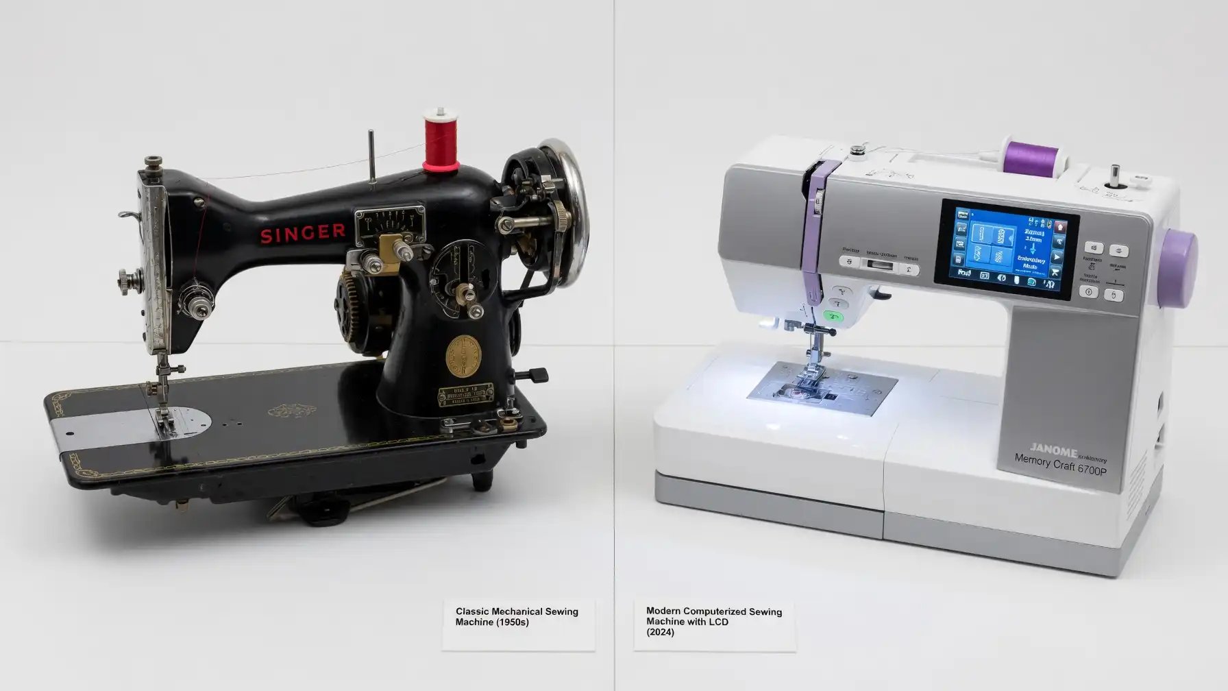 Mechanical sewing machine compared with computerized sewing machine