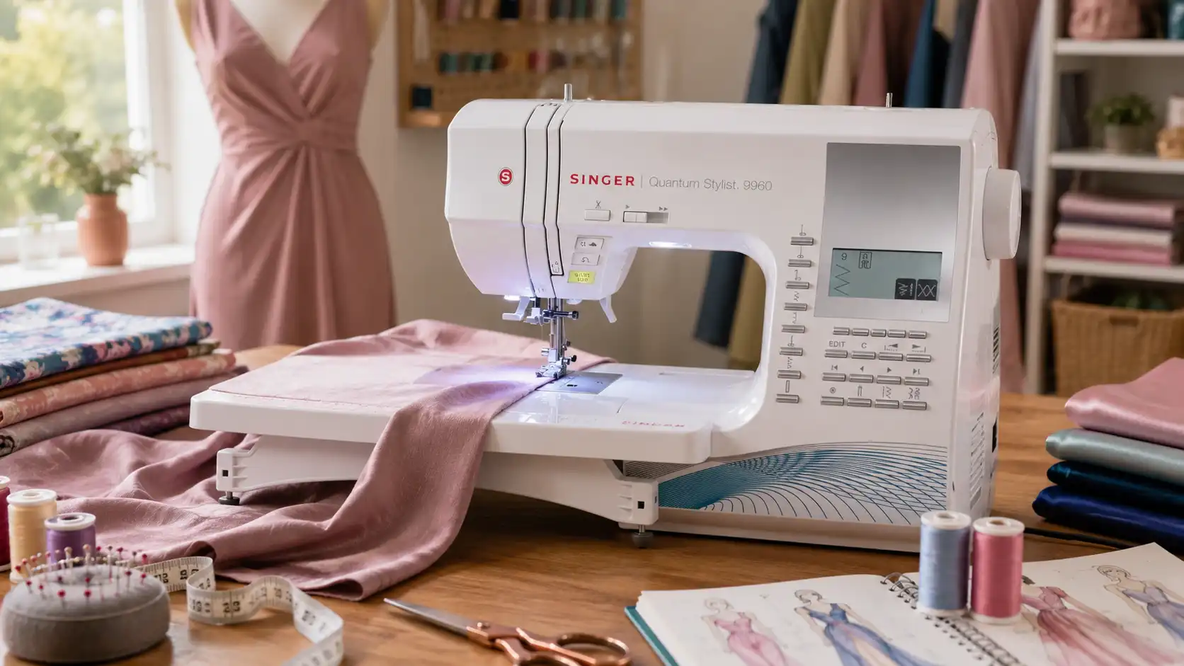 Singer Quantum Stylist 9960 sewing a custom dress project