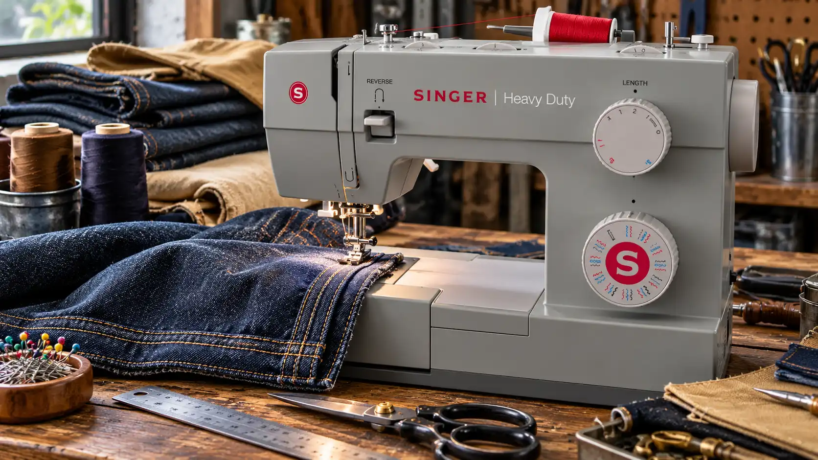 Singer Heavy Duty 4452 sewing machine with metal frame